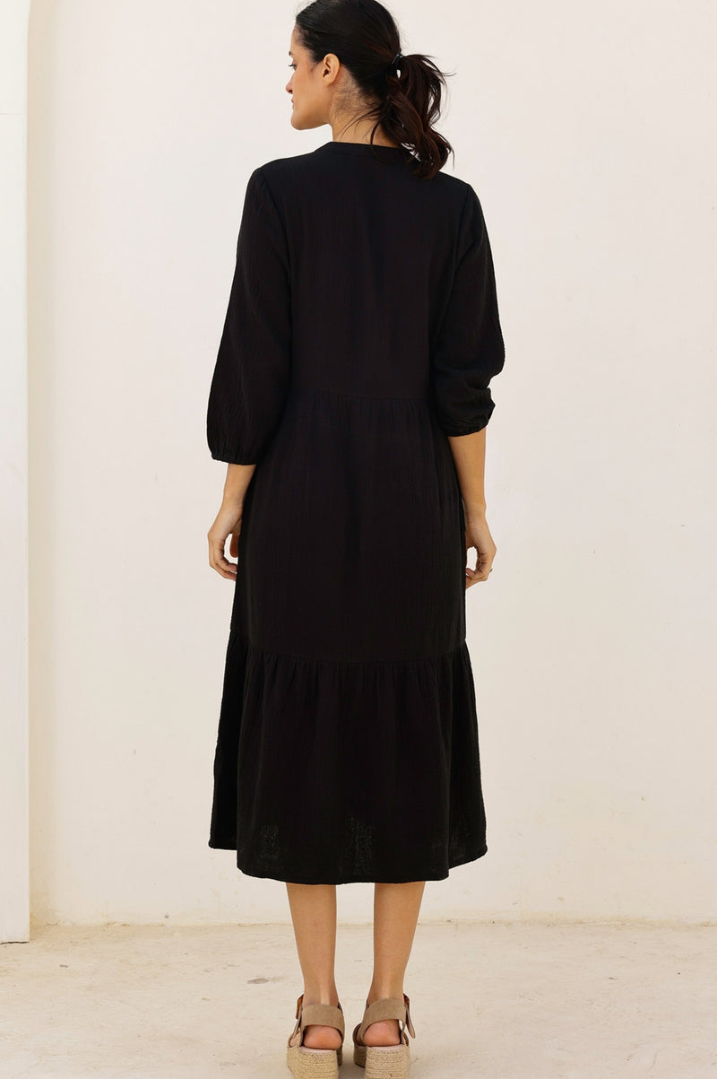 Serena Cheesecloth Dress | Black