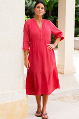 Serena Cheesecloth Dress | Red