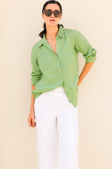 Women's Linen Shirt | Leaf Green