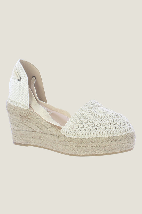 Crochet Wedge Espadrilles | Cream