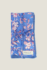 Set Of 4 Block Print Napkins | Japanese Flower Marina Blue