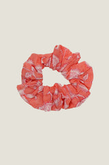 Block Print Scrunchie | Flower Coral