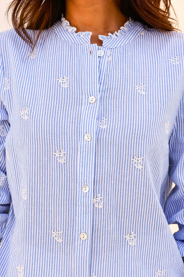 Cosima Organic Cotton Shirt | Stripe Blue/White