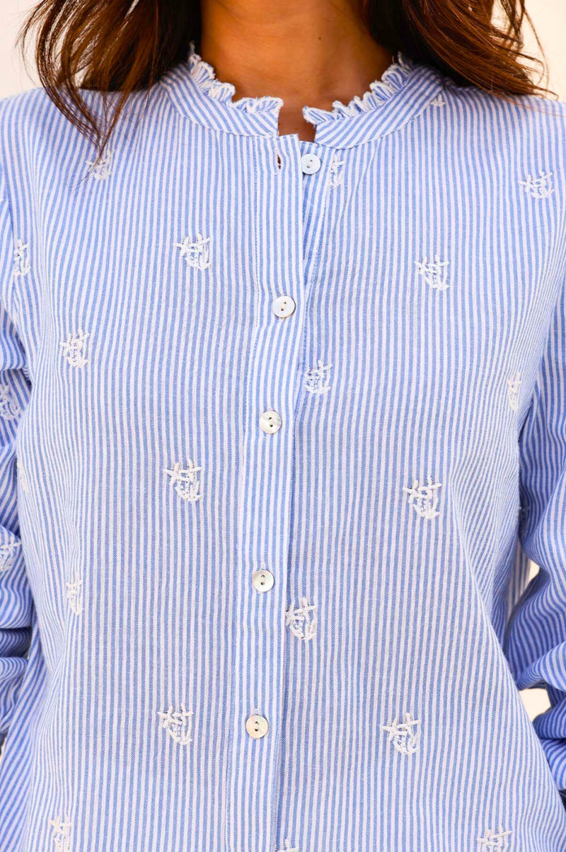 Cosima Organic Cotton Shirt | Blue/White