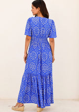 Sylvie EcoVero™ Dress | Lace Floral Cobalt/White