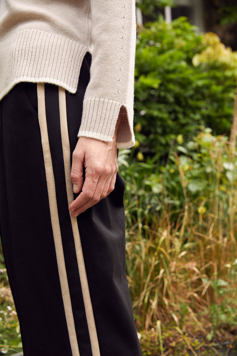 Ponte Trousers | Black/Taupe