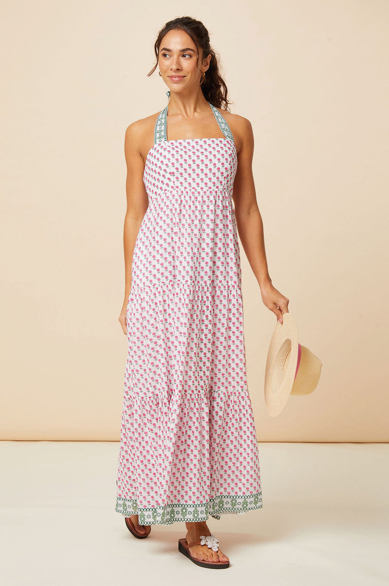 Tabitha Maxi Dress | Fun Flower White/Pink