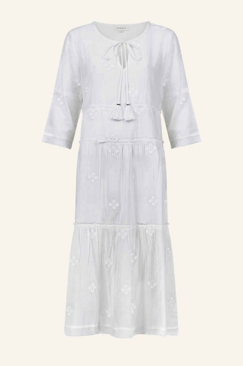 Willow Embroidered Dress | White