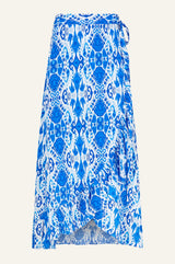 April EcoVero™ Wrap Skirt | Ikat Blue/White