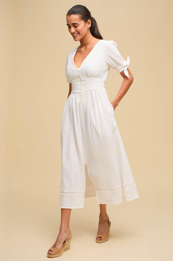 Olga Cheesecloth Dress | White