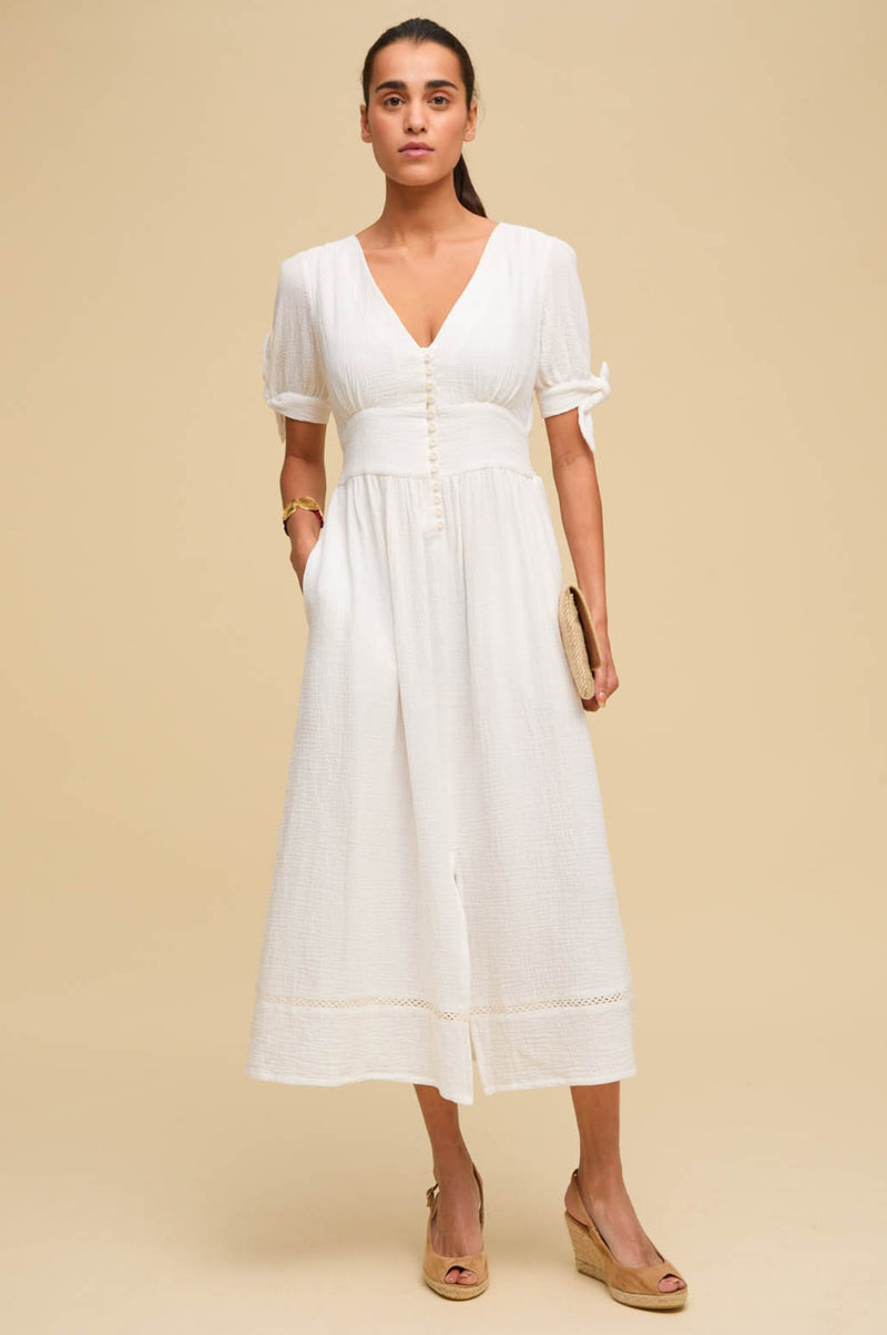 Olga Cheesecloth Dress | White