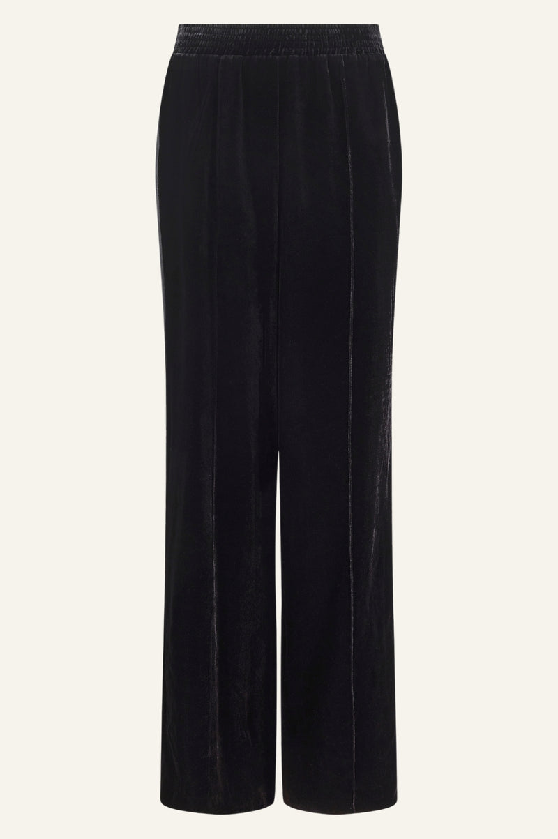 Velvet Side Stripe Trousers | Black