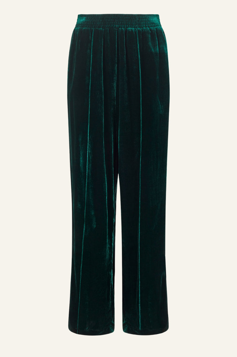 Velvet Side Stripe Trousers | Emerald