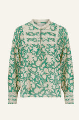 Margot Block Print Blouse | Tea Rose Green/Taupe