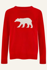 Merino Wool Polar Bear Jumper | Red/Cream