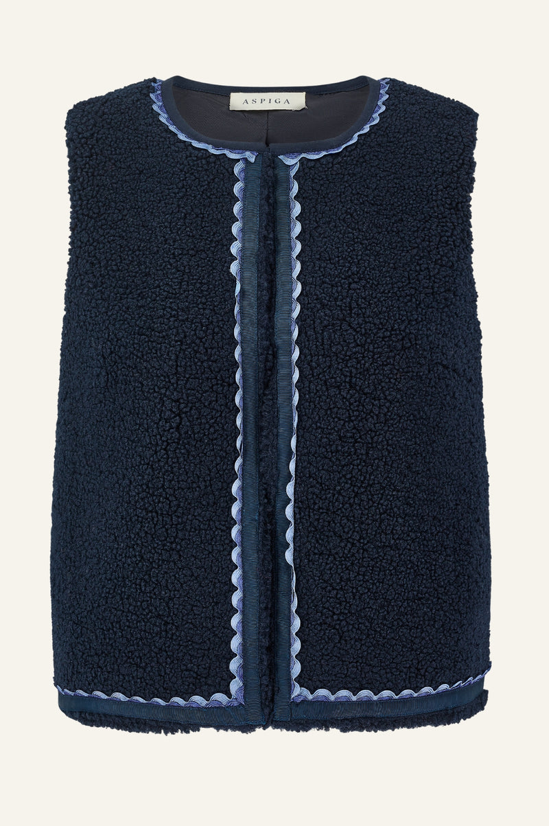 Trim Detail Eco Fleece Gilet | Navy