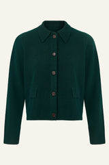 Merino Wool Collared Cardigan | Green