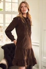 Stema Short Corduroy Dress | Chocolate