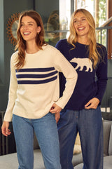 Merino Wool Polar Bear Jumper | Navy/Cream