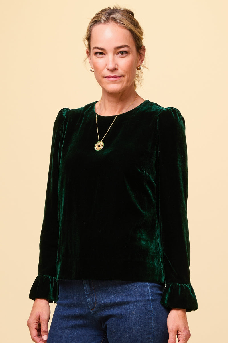 Victoria Velvet Top | Emerald