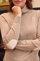 Merino Wool Polo Neck Base Layer | Taupe/Cream