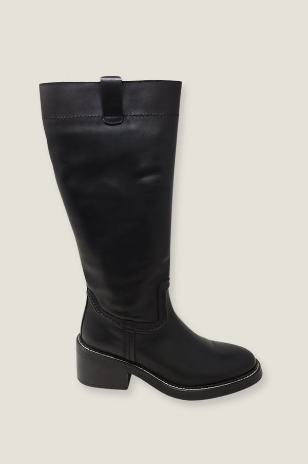 Trento Knee High Leather Boot | Black