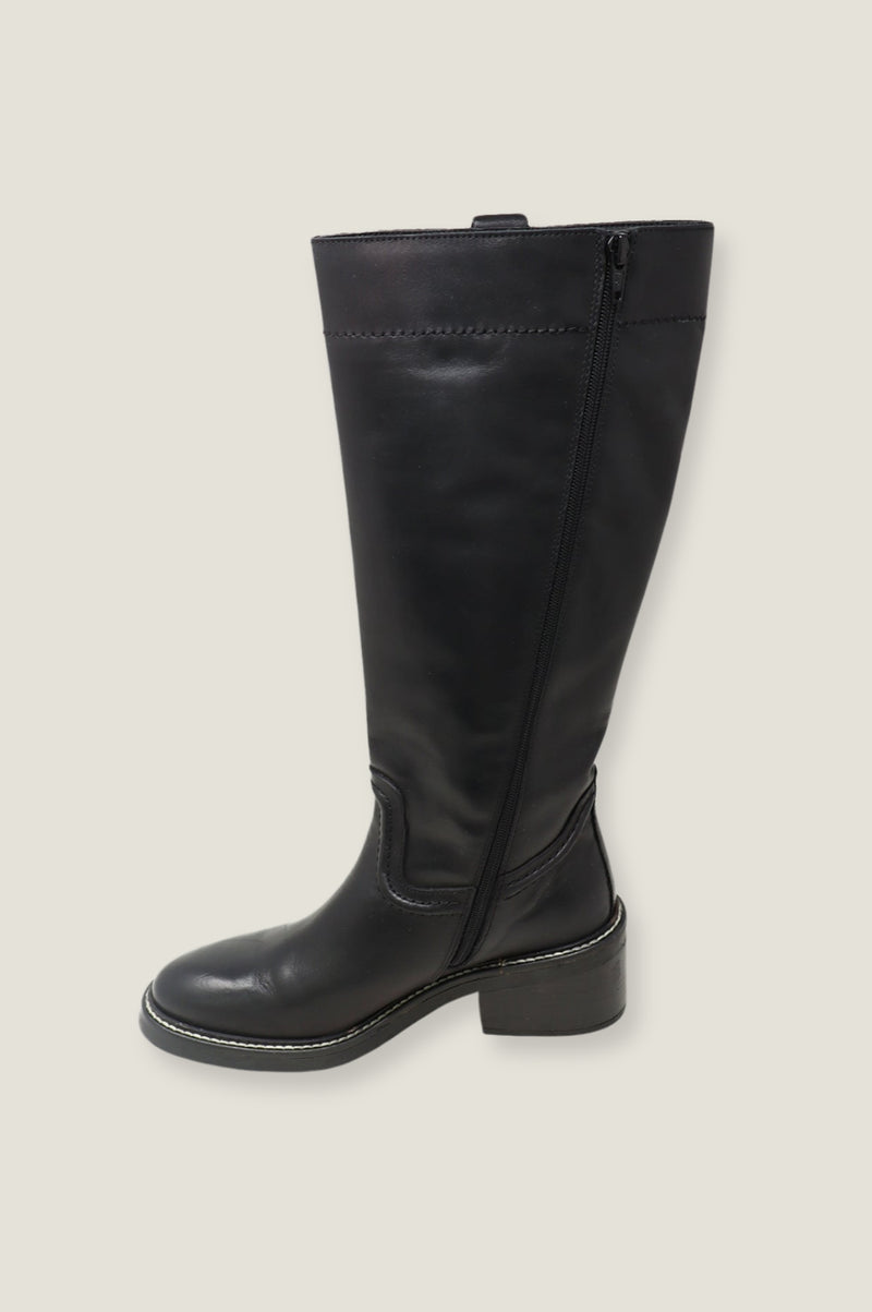 Trento Knee High Leather Boot | Black