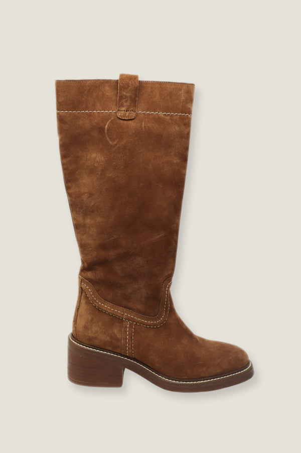 Trento Knee High Suede Boot | Tan