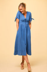 Olga Cheesecloth Dress | Marina Blue