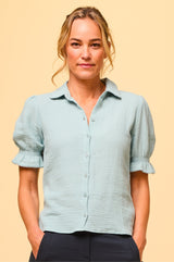 Olive Cheesecloth Blouse | Aqua