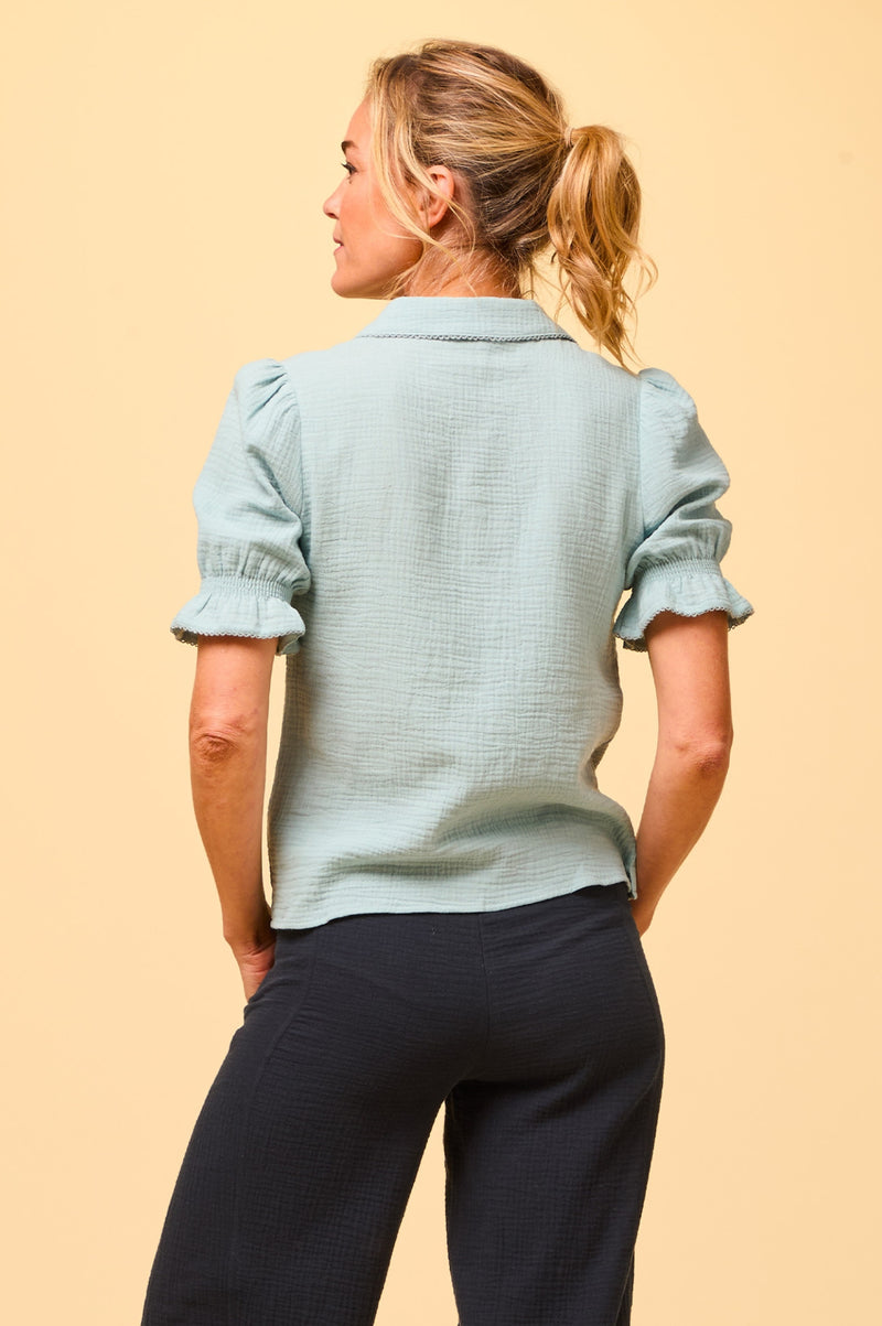 Olive Cheesecloth Blouse | Aqua