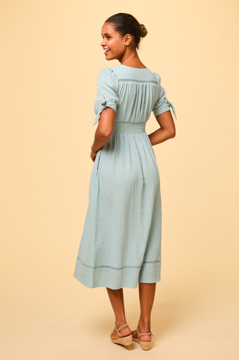 Olga Cheesecloth Dress | Aqua