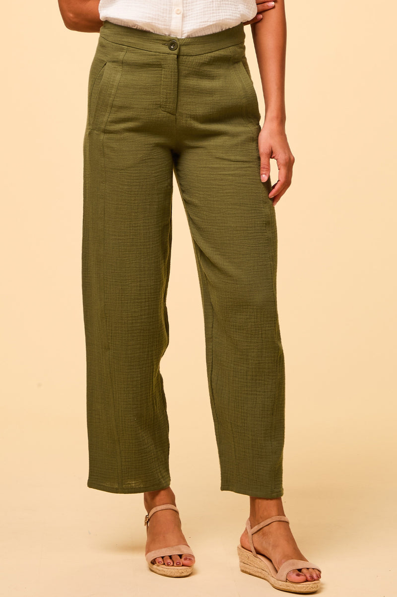 Libby Cheesecloth Trousers | Khaki