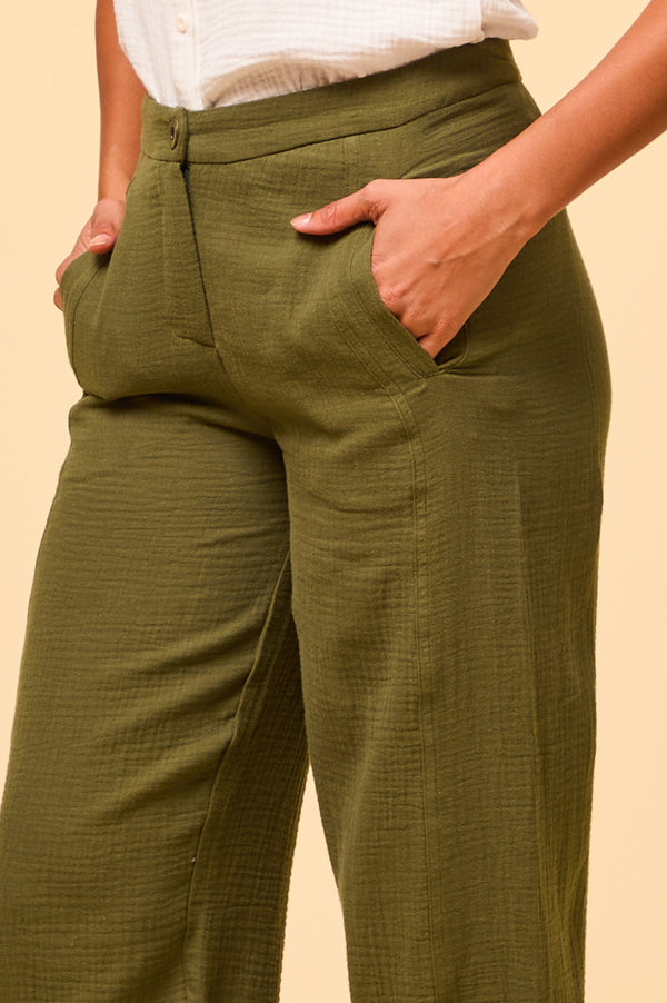 Libby Cheesecloth Trousers | Khaki