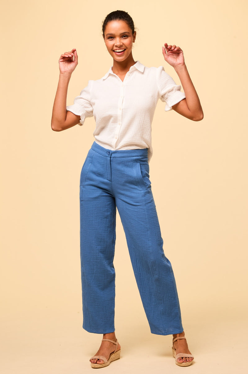 Libby Cheesecloth Trousers | Marina Blue