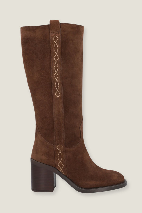 Selena Knee High Suede Boot | Chocolate