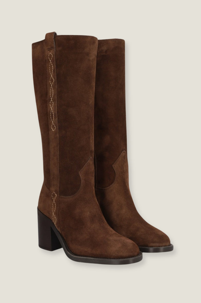 Selena Knee High Suede Boot | Chocolate