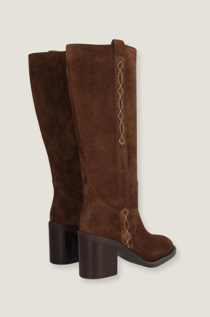 Selena Knee High Suede Boot | Chocolate