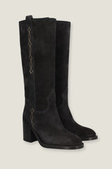 Selena Knee High Suede Boot | Dark Navy