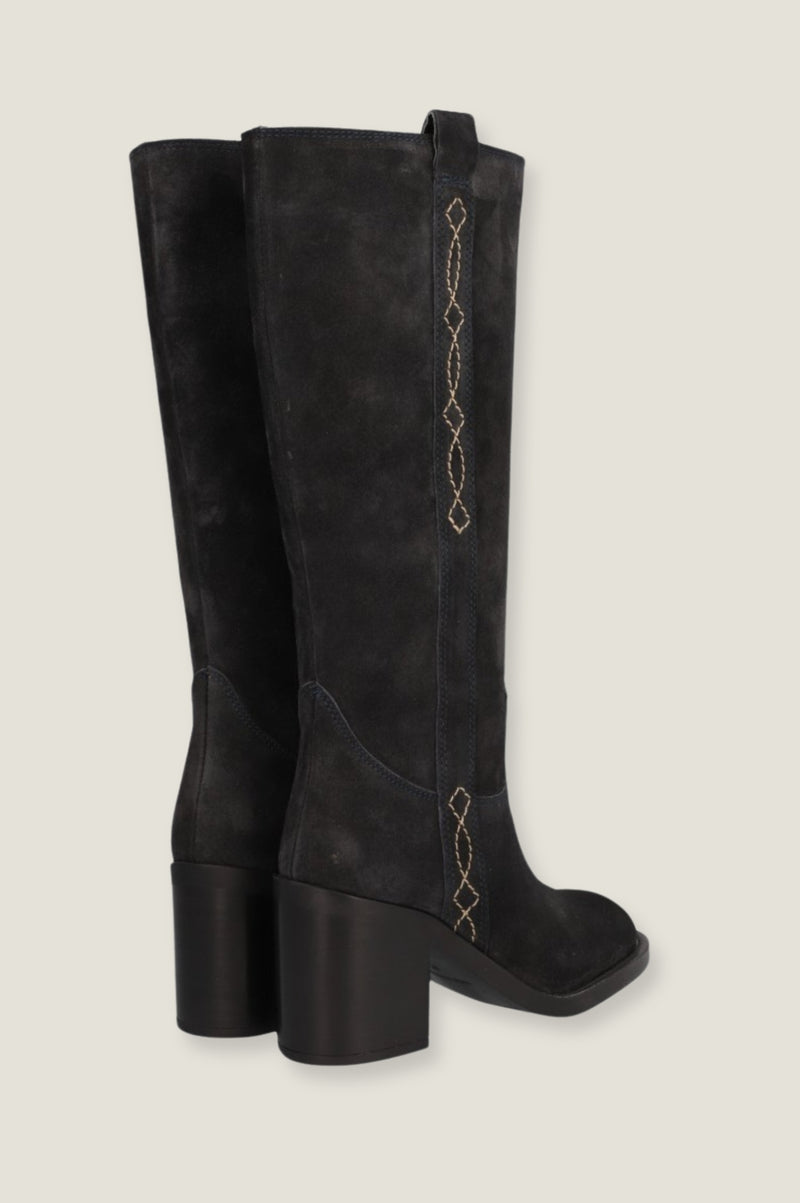 Selena Knee High Suede Boot | Dark Navy