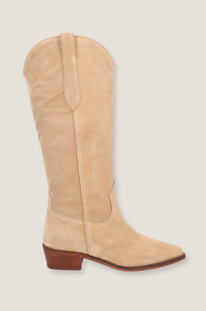 Cecille Knee High Cowboy Boot | Beige