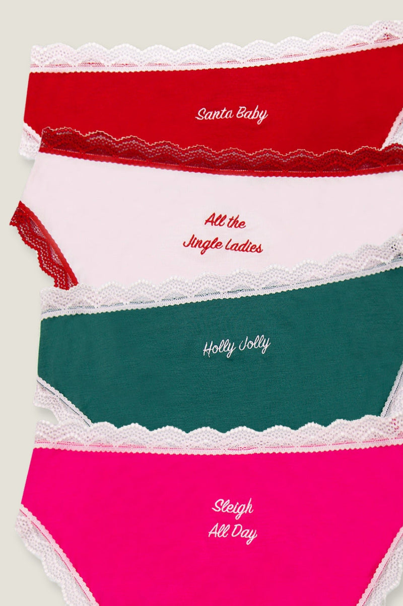 The Original Knicker Four Pack | Christmas Embroideries Multi