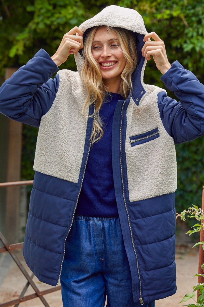 Petra Coat | Navy/Taupe