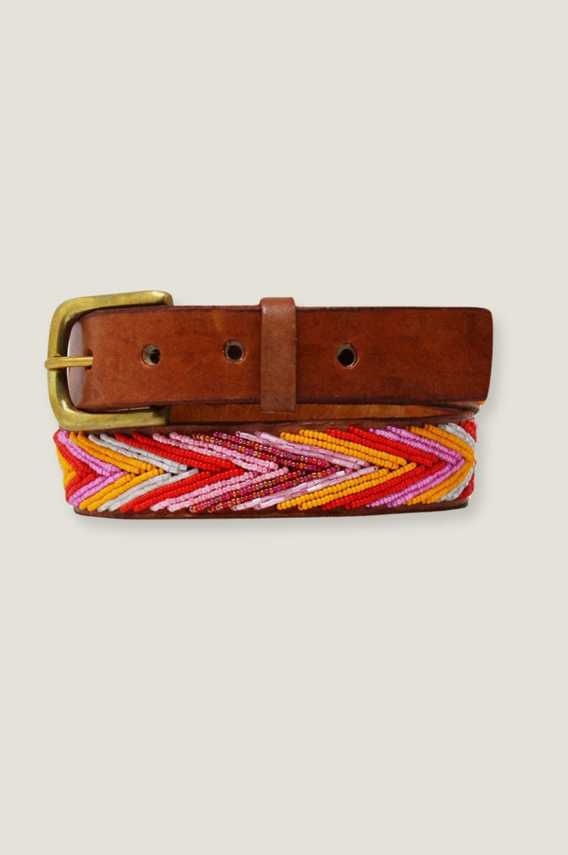 Arrow Leather Belt | Pink/Orange