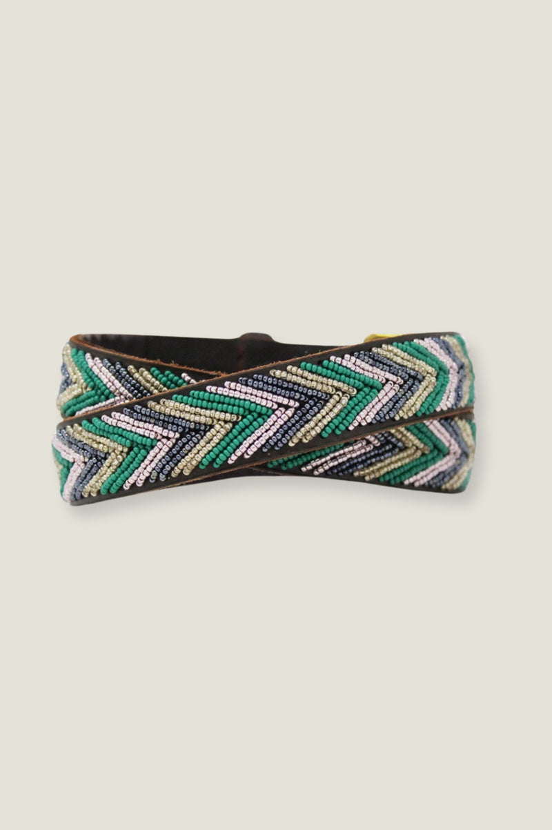 Fully Beaded Arrow Belt | Green/Bullet