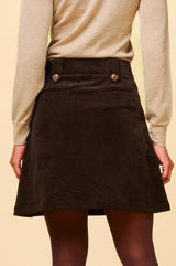 Lily Stretch Corduroy Skirt | Chocolate