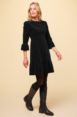 Victoria Short Stretch Corduroy Dress | Black