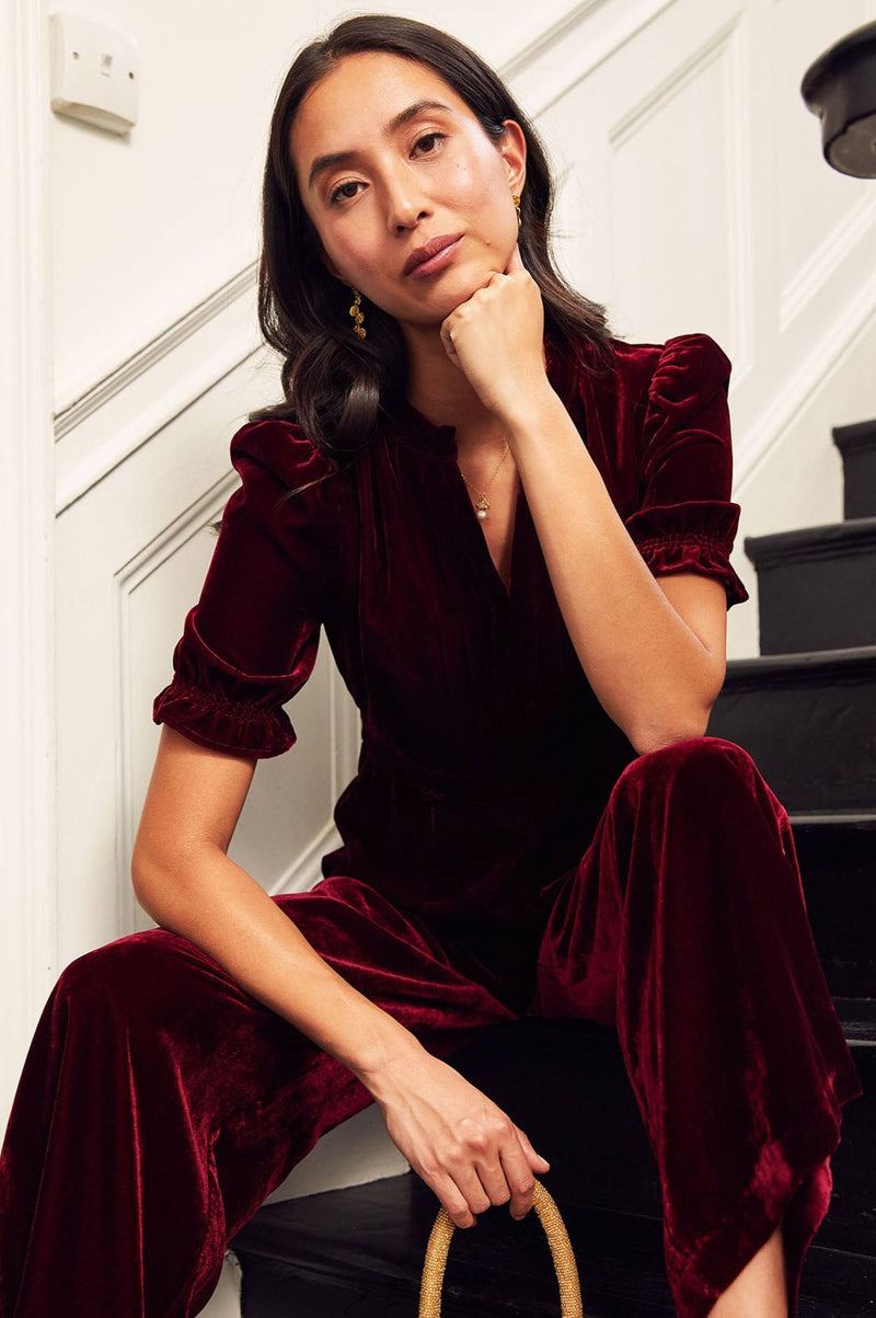 Tallulah Velvet Jumpsuit | Ruby