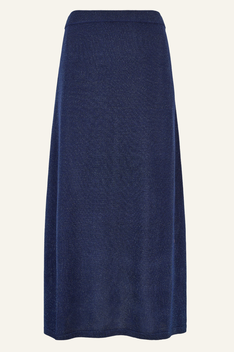 Metallic Knit Skirt | Navy/Blue