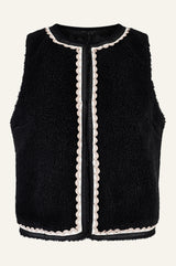 Trim Detail Eco Fleece Gilet | Black/Taupe